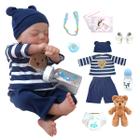 Bebê Reborn Realista Brastoy Boneca ou Boneco Silicone Kit Conjunto de Roupa Chupeta Mamadeira e Pelúcia Original Completo