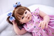 Bebê Reborn Silicone, Boneca Realista Banho Fio A Fio - Mundo Azul e Rosa