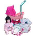 Bebê Reborn Silicone Enxoval 28 Itens Boneca Carrinho Berço