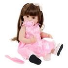 Bebê Sweetie Reborn Vestido Rosa Flores C/ Sapatilha Premium