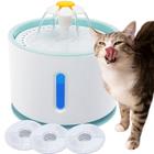 Bebedouro Automático Cães Gato Pet Fonte Água Kit com 3 Filtros Elétrico Silencioso 2L PWD-6P