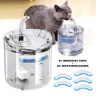 Bebedouro Fonte Purificador de Agua para Gatos Cães Pet Com Kit 5 Refis de Carvão Ativado