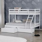 Beliche com Cama Casal Dreams com 02 Gavetas Madeira Maciça Branco Housin