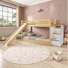 Beliche Infantil Montessoriana Garden com Escada Lateral Grade Proteção I e Escorregador com LED Casatema