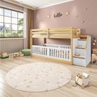 Beliche Infantil Montessoriana Garden com Escada Lateral Kit Travessa Proteção e Grade Rn Casatema Branco/Natural