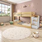 Beliche Infantil Montessoriana Garden com Escada Lateral Proteção Travessas e Grade X Dupla Casatema Branco/Natural