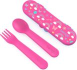 Bentgo Conjunto de utensílios infantis de plástico rosa