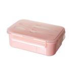 BENTO BOX DE PLÁSTICO COM DIVISÓRIAS, GARFO E COLHER 1200ml. BPA FREE COR ROSA