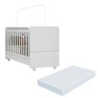 Berço Americano 3x1 com Colchão Incluso e Rodízios Pimpolho Multimóveis FG3568 Branco