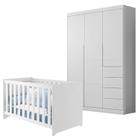 Berço Americano Mali e Guarda Roupa Infantil Eloá Branco Acetinado Phoenix Baby