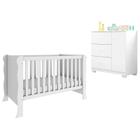 Berço Americano Mini Cama Ariel com Cômoda Infantil Duda Branco Brilho Phoenix Baby - Carolina Baby