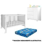 Berço Americano Mini Cama Ariel e Cômoda Infantil Duda Branco Brilho com Colchão Phoenix Baby - Carolina Baby