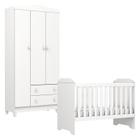 Berço Americano Mini Cama e Guarda Roupa Mel Flat Branco Brilho - Carolina - Carolina Baby