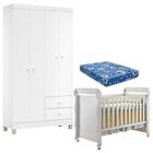 Berço Americano Mirelle Com Colchão E Guarda Roupa Ternura Baby 4 Portas Branco Flex - Incorplac - INCORPLAC MÓVEIS