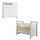 Berço Americano Mirelle e Cômoda Infantil Ternura Baby Branco Brilho - Incorplac