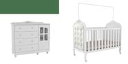 Berço e Cômoda Moveis Peroba Provençal Elo Infantil MDF Branco