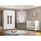 Berço e Guarda Roupa Henn Aquarela infantil 04 portas Branco Cristal