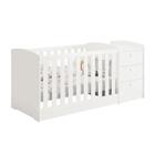 Berço Infantil Americano Multifuncional Atlanta com Cômoda 3 Gavetas Para Quarto De Bebe Branco Brilho- Reller