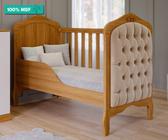 Berço Mini Cama 100 % MDF Com Capitone Harmonia Permobili Nature/Bege