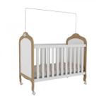 Berço Mini Cama 2 em 1 Americano em MDF Elô Móveis Peroba Branco Brilho/Carvalho
