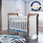 Berço Mini Cama Americano com Colchão Mirelle Branco Amadeirado Carolina Baby