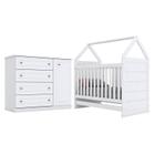 Berço Montessoriano Americano e Cômoda Infantil Mississipi Branco HP Henn