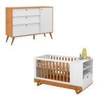 Berço Multifuncional Bkids com Cômoda Infantil Gold Freijó Branco Eco Wood Matic