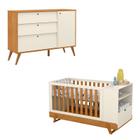 Berço Multifuncional Bkids com Cômoda Infantil Gold Freijó Off White Eco Wood Matic