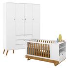 Berço Multifuncional Bkids com Guarda Roupa 4 Portas Gold Branco Freijó Eco Wood  Matic