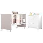 Berço Nacional Doce Sonho 3540 com Cômoda Infantil Duda Branco Brilho Phoenix Baby