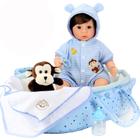 Berço Reborn Baby Doll Aori Blue, 45 cm, menino realista com brinquedo