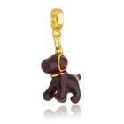 Berloque Cachorro Labrador Retriever Marrom Banhado a Ouro 18k