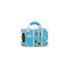 Berloque Charm Pingente Separador Mala de Viagem Azul  Prata 925 de lei