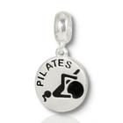 Berloque Charms Pilates Academia Fitness Medalha Prata Pura