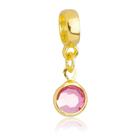 Berloque Cristal Rosa Banhado a Ouro 18k