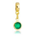 Berloque Cristal Verde Para Pandora Banhado a Ouro 18k