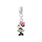 Berloque Minnie Strass Banhado a Prata 925 Pingente Charm