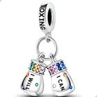 Berloque Pingente Charms Luvas De Box I Can I Will Prata 925