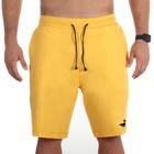 Bermuda Básica Moletom Flanelado Masculino Com Bolsos Casual Elástico e Cordão Ajustável Confortável