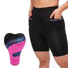 Bermuda Ciclista Feminina Short Ciclismo Forro de Gel Bolso