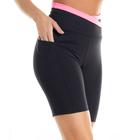 Bermuda Feminina Estilo do Corpo Powerfit Cós Transpassado Preto/rosa