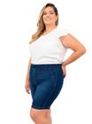 Bermuda Feminina, Jeans Com Elastano, Plus Size, Até 54