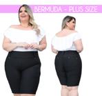 Bermuda Feminina Plus Size Cotton Jeans Modeladora