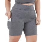 Bermuda feminina suplex shorts com bolso lateral plus size 3039a