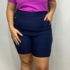 Bermuda Feminino Plus Size Short Bengaline Short Liso Short Pérolas no Bolso