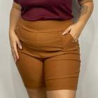 Bermuda Feminino Plus Size Short Bengaline Short Liso Short Pérolas no Bolso