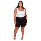 Bermuda Feminino Verão Malha Crepe Plus Size Cintura Alta Bastante Elasticidade Soltinha Kit 2