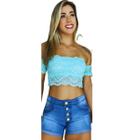 Bermuda Jeans Feminina Curta 4 Botões 