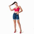 Bermuda Jeans Feminina Fita Modeladora Na Cintura Alta Loper