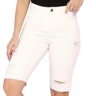 Bermuda Jeans Feminina Mirna Off White